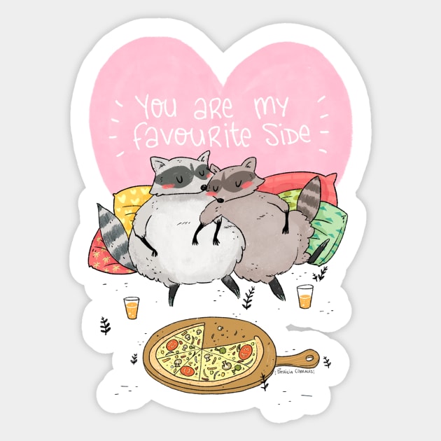 Raccoon Couple Sticker by PatriciaCo
